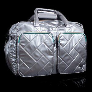 Lug Drifter Quilted Silver Tote Bag With Double Zipper Closure & Multi-Pockets